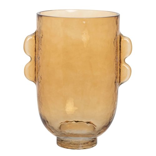 vase moderne en verre maisons du monde Vase à oreilles en verre teinté ocre H28