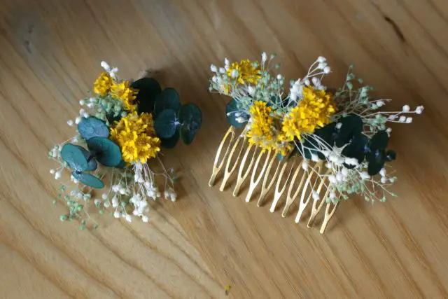 artisanat local mariage decoration mode peigne fleurs séchées
