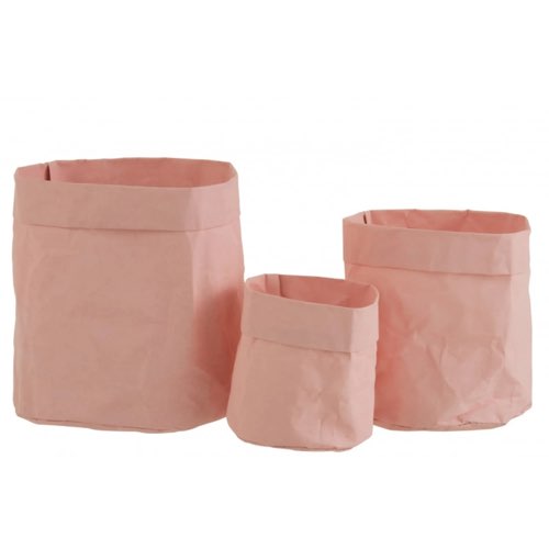 cache-pot rose maisons du monde Cache-pots sacs résistants à l'eau papier rose - Lot de 3