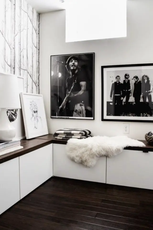 caracteristique decor rock and roll noir et blanc photographie musicien encadrée meuble sur mesure noir et blanc