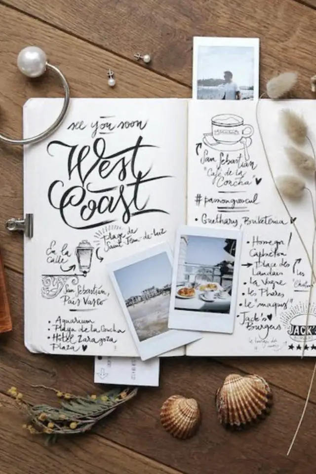 carnet voyage modele a copier jolie typographie photo polaroid vacances cahier