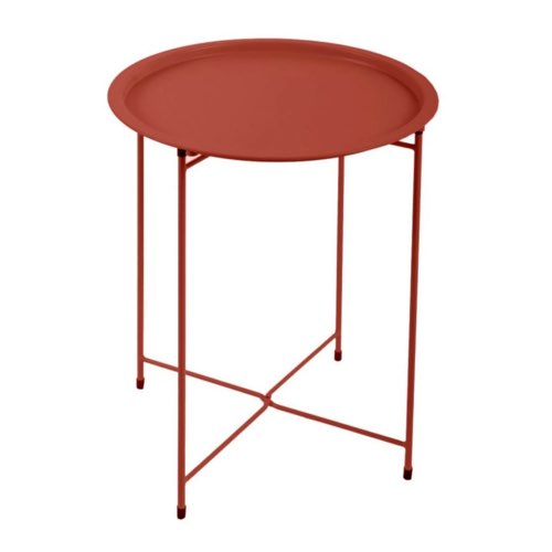 deco cosy moderne balcon maisons du monde Table d'appoint d'extérieur en acier terracotta