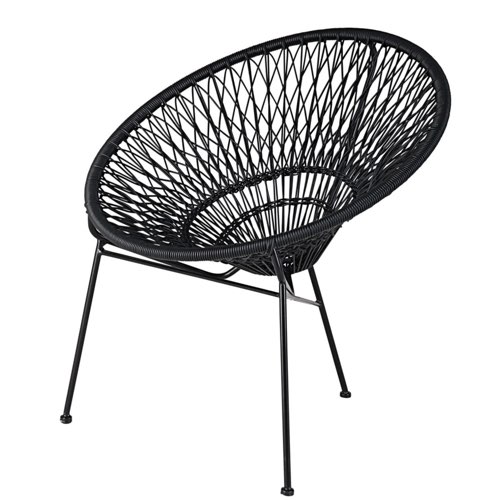 deco cosy moderne balcon maisons du monde Fauteuil de jardin empilable en fil de résine et métal noir