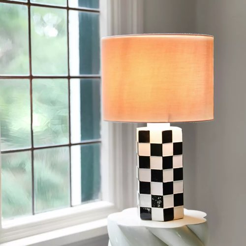 deco mosaique damier design Lampe damier noir et blanc