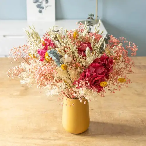 deco salon fleur maisons du monde Bouquet de fleurs séchées Agathe S couleur vase jaune