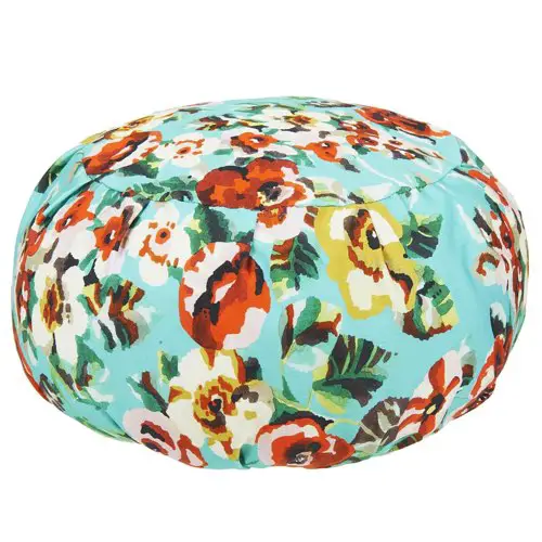 deco salon fleur maisons du monde Coussin de méditation en coton imprimé fleuri turquoise