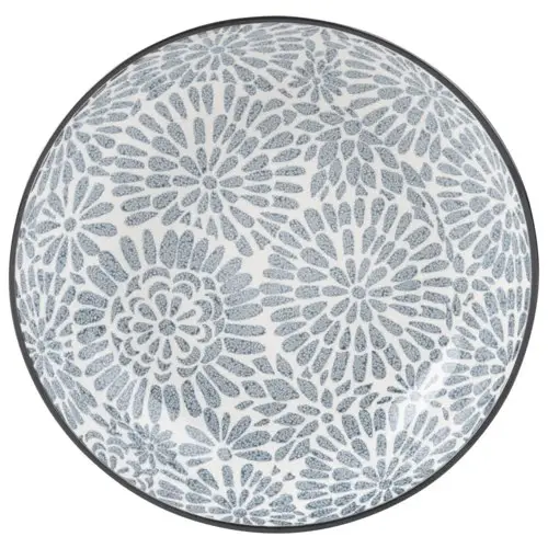 deco table printemps maisons du monde Assiette creuse en grès imprimé fleurs bleues - Lot de 4