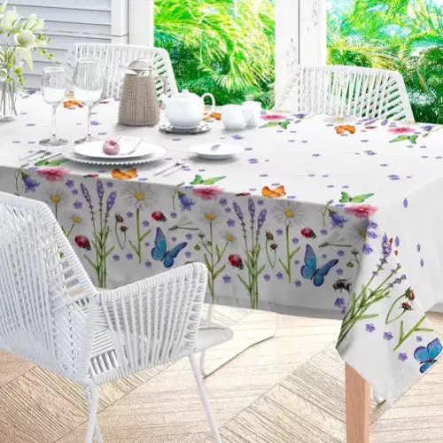 deco textile table printemps blancheporte Nappe coton imprimé bucolique