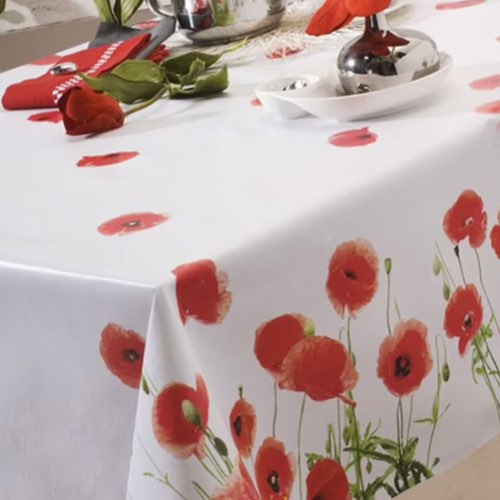 deco textile table printemps blancheporte Nappe toile cirée imprimé coquelicots