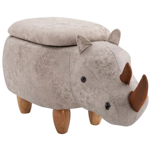 desencombrer maison rangement gain de place pratique Pouf coffre de rangement 2 en 1 motif rhinocéros chambre enfant 