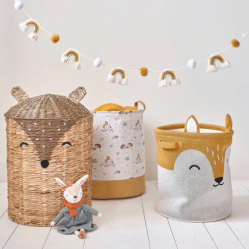 gain de place rangement pratique maisons du monde chambre Sac de rangement enfant renard orange, blanc et noir