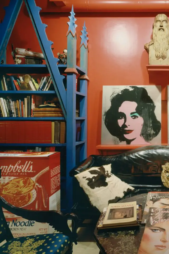 histoire design pop art the factory couleur rouge bleu noir maximalisme portrait sérigraphie Warhol atelier artiste