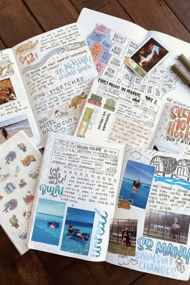journal de voyage modele a copier texte écriture création photo collage couleur