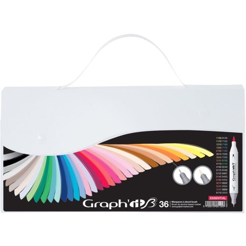 materiel lettering pour debutant Coffret Marqueurs Graph'it Brush & Extra fine - Essential - 36 pcs