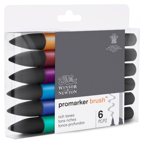 materiel lettering pour debutant Feutres à alcool Promarker Brush - Tons riches - 6 pcs