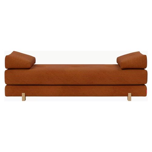 meuble deco eclectique design vintage hipstorique Canapé-lit 3 places en velours côtelé orange brûlé années 80