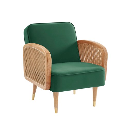 meuble deco vert franc emeraude maisons du monde Fauteuil en velours 1 place vert cannage