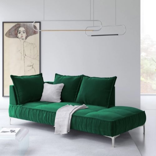 meuble deco vert franc emeraude maisons du monde Méridienne en velours vert bouteille