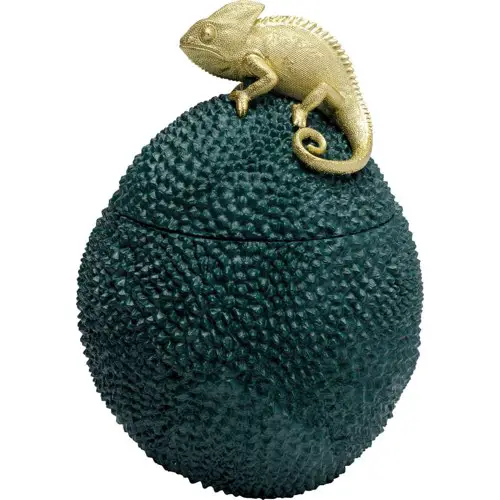 meuble deco vert franc emeraude maisons du monde Boîte verte caméléon doré en polyrésine H34