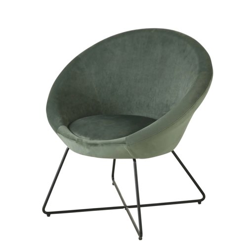 meuble deco vert rose maisons du monde Fauteuil en velours vert pieds en métal noir