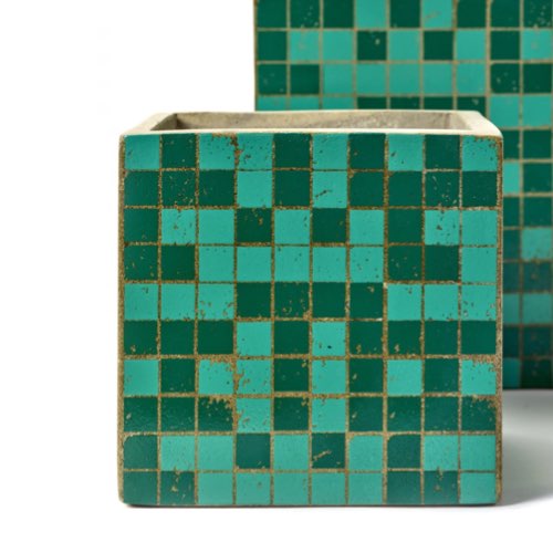 ou trouver deco moderne mosaique Pot béton cubique vert 13x13x13 cm intérieur extérieur cache-pot