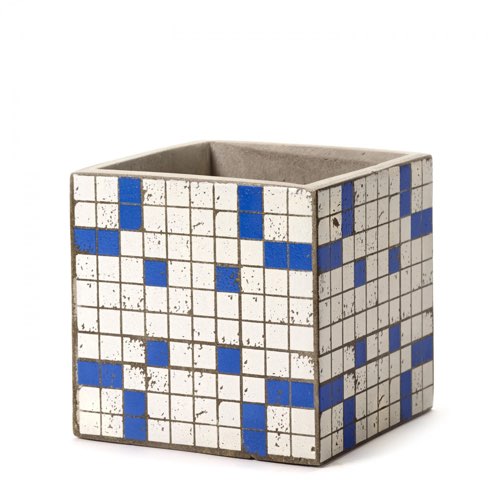 ou trouver deco moderne mosaique Pot béton cubique bleu 15x15x15 cm grand modèle cache-pot plantes