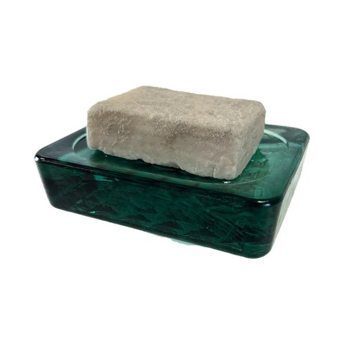 ou trouver objet deco durable verre recycle Porte-savon en verre recyclé eucalyptus vert salle de bain