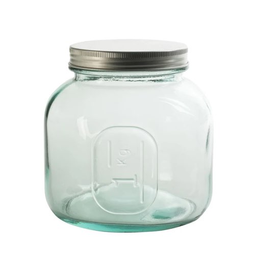 ou trouver objet deco durable verre recycle Pot en verre recyclé 1 l avec couvercle vissable zéro déchet cuisine