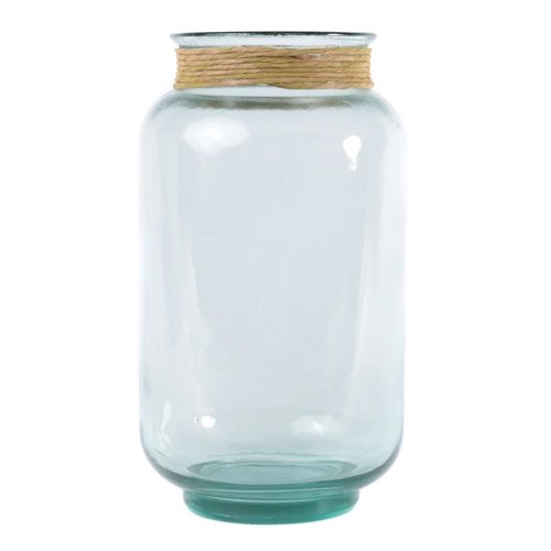 ou trouver objet deco durable verre recycle Vase d'Espagne haut en verre recyclé et ficelle raphia h 33 cm Orys