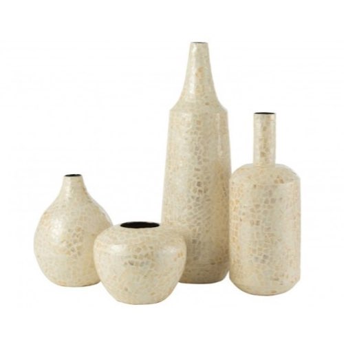 ou trouver objet deco mosaique pas cher Vase bouteille mosaïque en papier crème 20x20x52