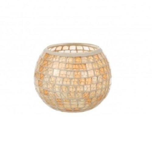 ou trouver objet deco mosaique pas cher Photophore en boule avec mosaïque en verre orange