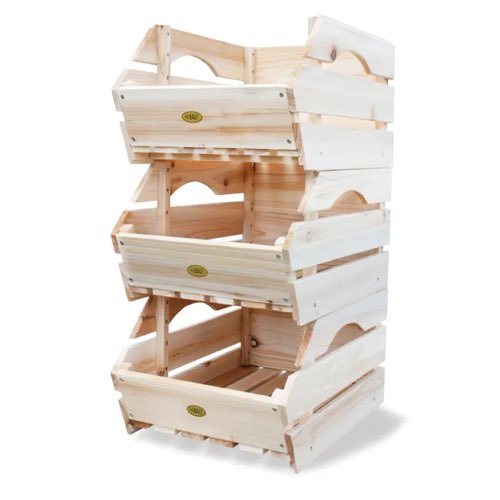 rangement chambre pas cher pratique Caisse de rangement HABAU en bois naturel, empilable, en lot de 3