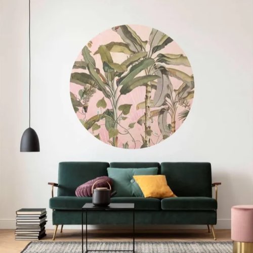 revetement mur rose vert association couleur facile Papier peint panoramique rond, Botany, rose & vert