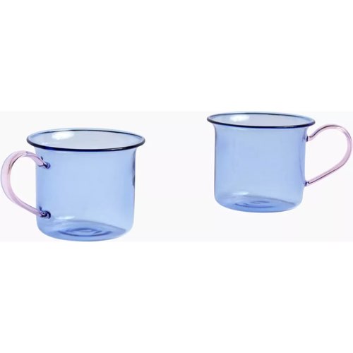 accessoire decoratif orange bleu design Set de 2 mugs en verre 