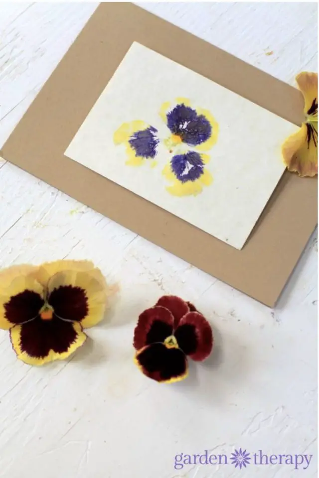 activite ete creatif impression vegetale technique japonaise sur papier carte fête des mères fleur