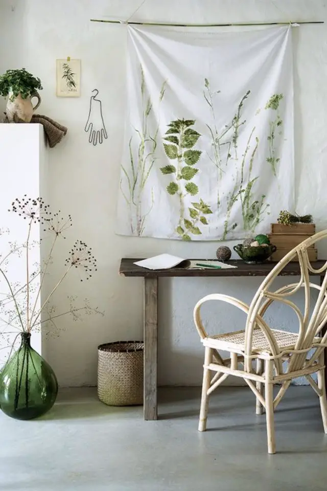 activite ete creatif impression vegetale décoration intérieure tenture murale à faire soi même plantes fleurs