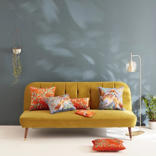 deco meuble couleur orange maisons du monde Coussin bécasse velours Orange 47 x 47