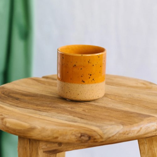deco meuble couleur orange maisons du monde Mini cache pot orange en céramique pas cher