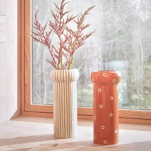 deco meuble couleur orange maisons du monde Vase orange en grès Ø18,5xH42cm