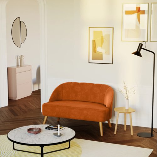 deco meuble couleur orange maisons du monde Canapé 2 places en velours ocre