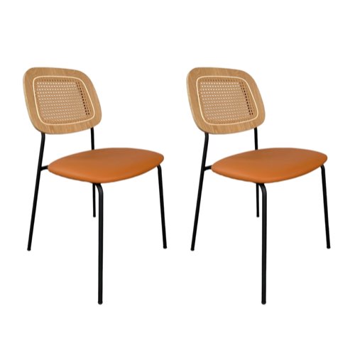 deco meuble couleur orange maisons du monde Lot de 2 Chaises de repas simili cuir orange