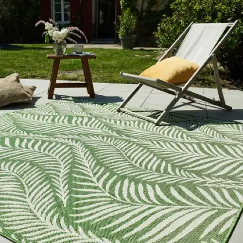 deco textile exterieure pas cher Tapis intérieur / extérieur SAMBA 1213 - à motif feuille de palmier vert