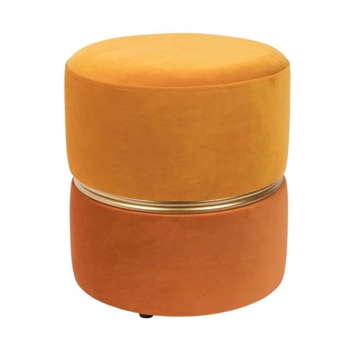 decoration bleu orange petit prix Pouf en velours bicolore