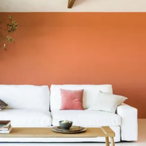 decoration orange revetement mural Peinture orange confite Crème de couleur DULUX VALENTINE