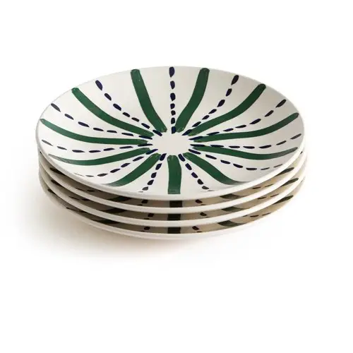 decoration vaisselle table pas cher la redoute 4 assiettes plates faïence vert bleu
