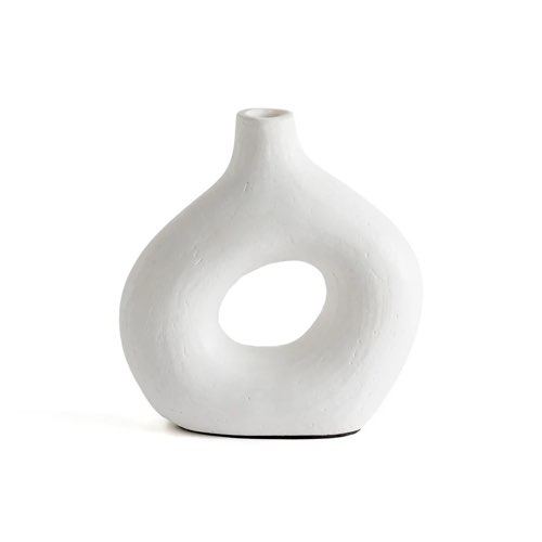 element decoratif centre de table au quotidien Vase décoratif en céramique H25 cm moderne blanc épuré design