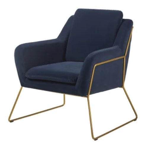 mariage bleu et orange meuble et deco maisons du monde Fauteuil en velours bleu nuit et coloris laiton