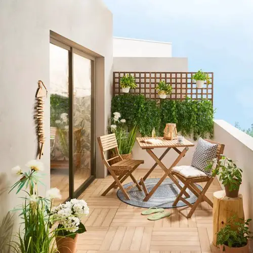 meuble balcon petite terrasse pas cher Salon de jardin acacia Solis origami 2 personnes