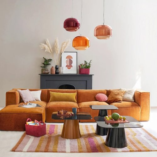 meuble decoration couleur orange la redoute Suspension en verre coloré Ø30,5 cm