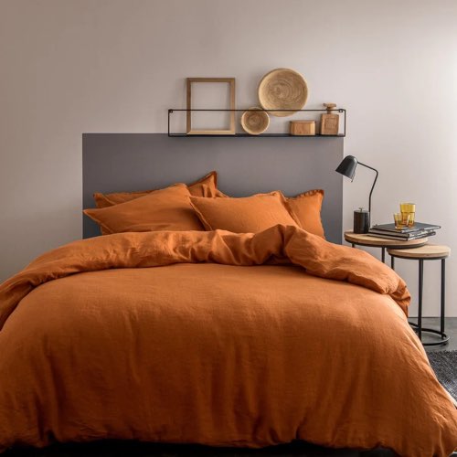 meuble decoration couleur orange la redoute Housse de couette unie cuivre